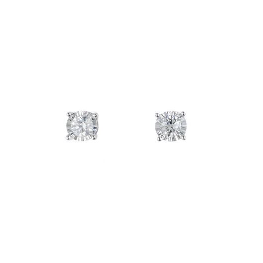 Foto de Pendientes puntos de luz en oro blanco 18kt y 2 brillantes 0,30ct, Color H, Pureza SI