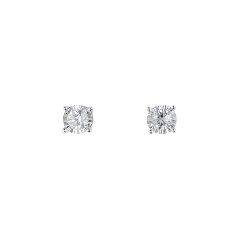 Foto de Pendientes puntos de luz en oro blanco 18kt y 2 brillantes 0,30ct, Color H, Pureza SI