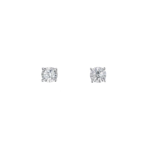 Foto de Pendientes puntos de luz en oro blanco 18kt y 2 brillantes 0,20ct, Color H, Pureza SI