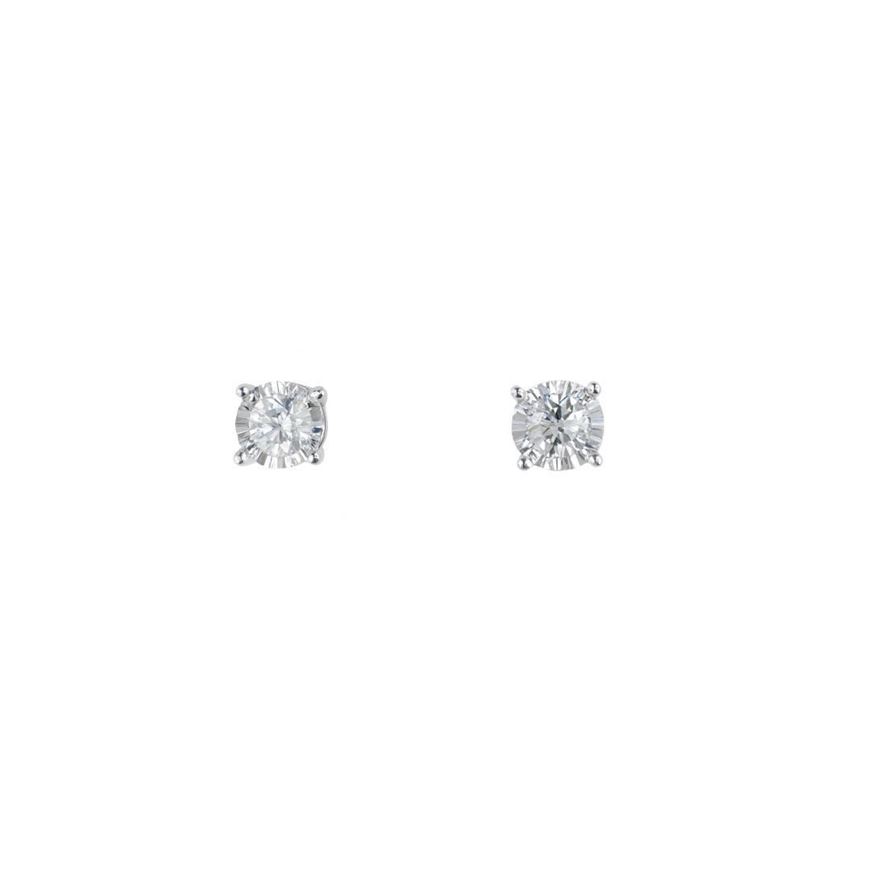 Foto de Pendientes puntos de luz en oro blanco 18kt y 2 brillantes 0,20ct, Color H, Pureza SI