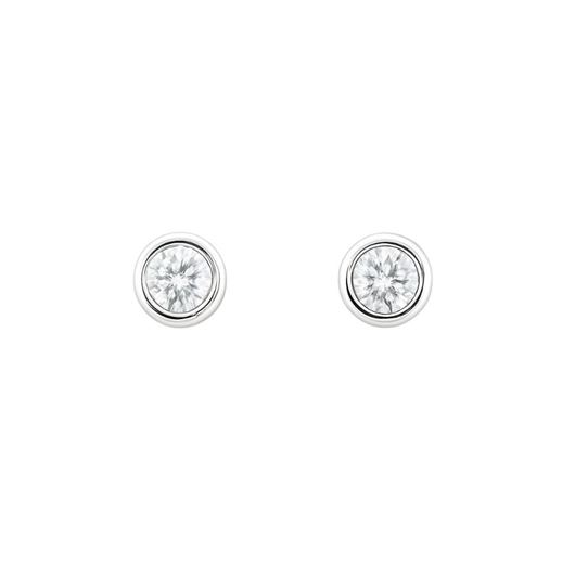Foto de Pendientes chatones en oro blanco 18kt y 2 brillantes 0,30ct, Color H, Pureza SI