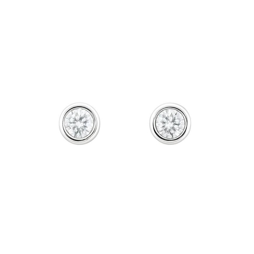 Foto de Pendientes chatones en oro blanco 18kt y 2 brillantes 0,30ct, Color H, Pureza SI