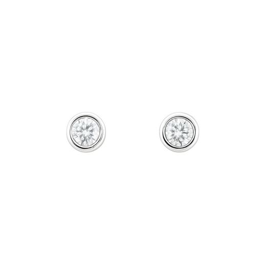Foto de Pendientes chatones en oro blanco 18kt y 2 brillantes 0,20ct, Color H, Pureza SI