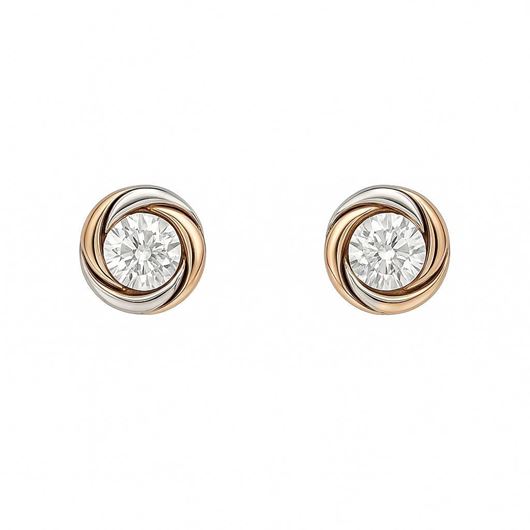 Foto de Pendientes tricolor con diamante 0,11 ct