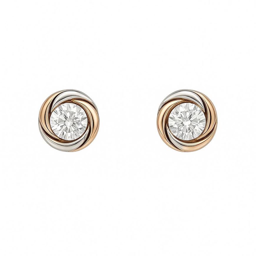 Foto de Pendientes tricolor con diamante 0,11 ct