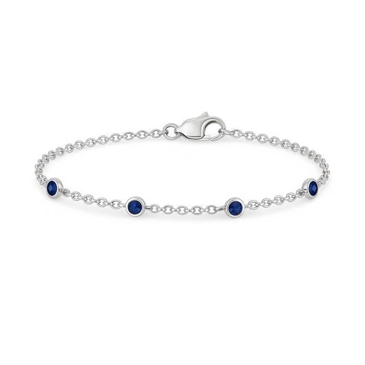 Foto de Pulsera de oro blanco 18kt y 5 zafiros 0,12ct total
