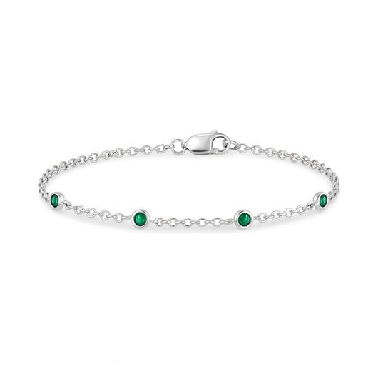 Foto de Pulsera de oro blanco 18kt y 5 esmeraldas 0,10ct total