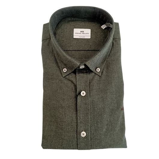 Foto de Camisa sport slim fit franela verde musgo