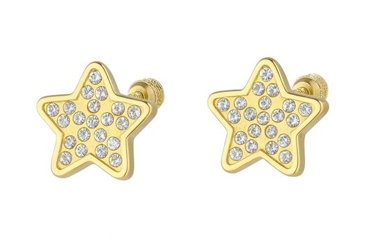 Foto de Pendientes de bebé Estrellas en oro amarillo 18kt y circonitas blancas