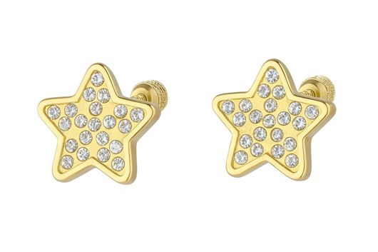 Foto de Pendientes de bebé Estrellas en oro amarillo 18kt y circonitas blancas