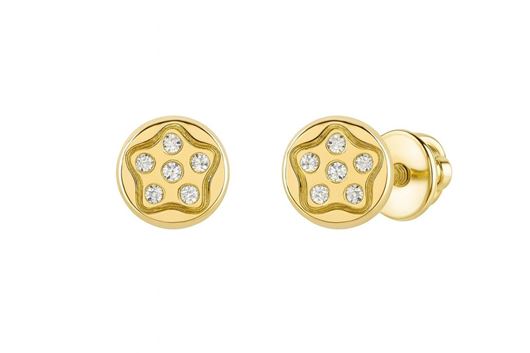 Foto de Pendientes de bebé Botones de oro amarillo 18kt y circonitas blancas