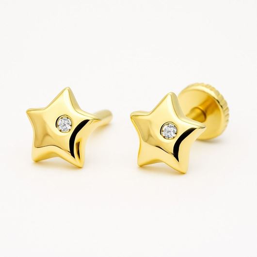 Foto de Pendientes de bebé Estrellas de oro amarillo 18kt y circonitas blancas
