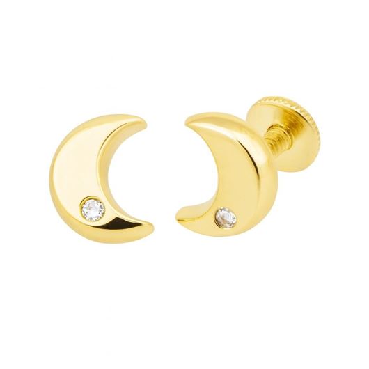 Foto de Pendientes de bebé Lunas de oro amarillo 18kt y circonitas blancas