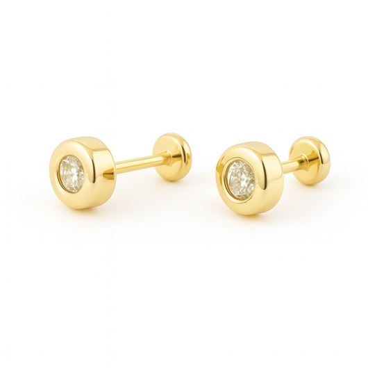 Foto de Pendientes de bebé Chatones en oro amarillo 18kt y circonitas blancas