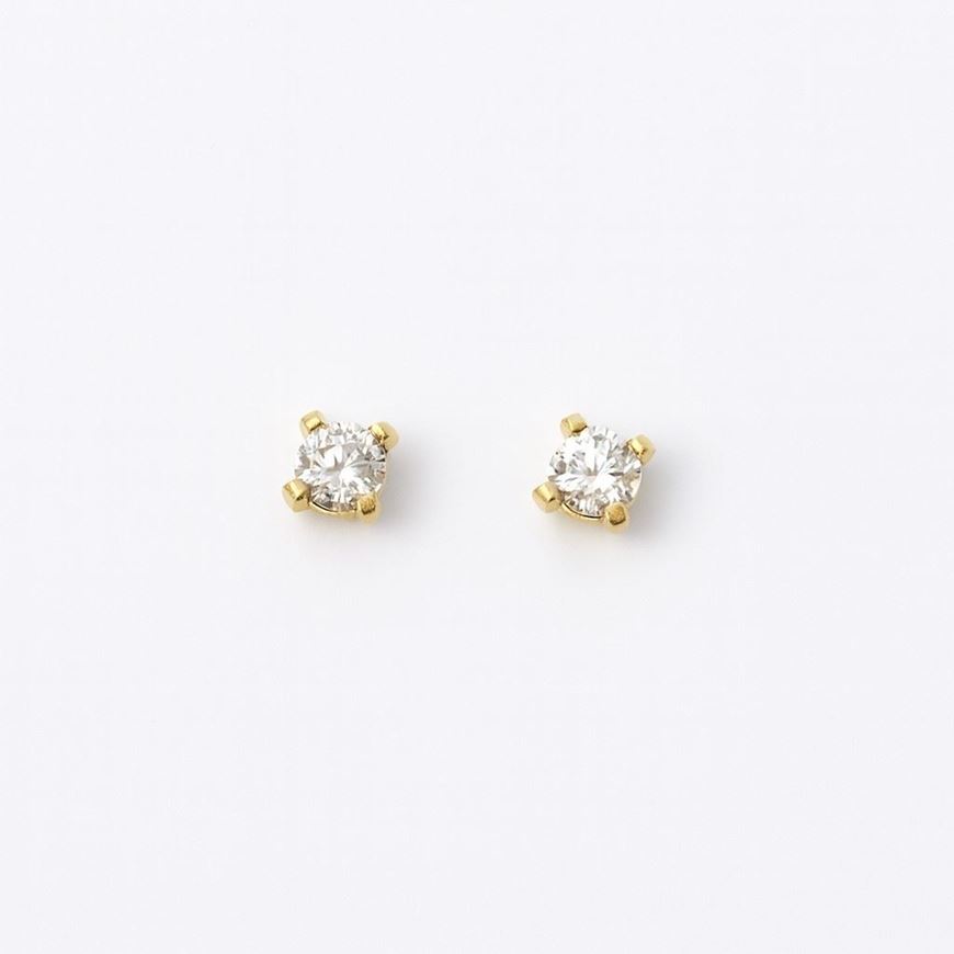 Foto de Pendientes de bebé en oro amarillo 18kt circonita 2 mm cuatro garras