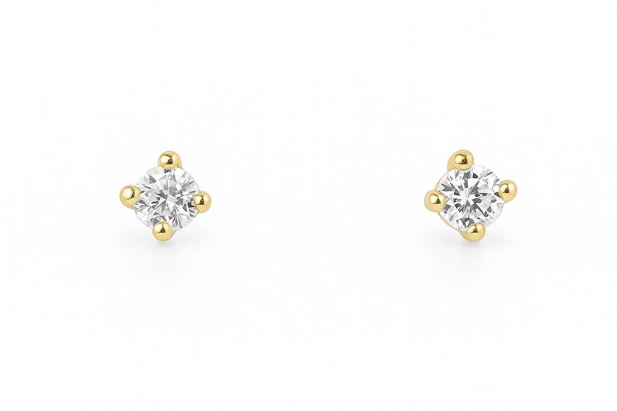 Foto de Pendientes de bebé Punto de luz 3mm en oro amarillo 18kt y circonitas blancas
