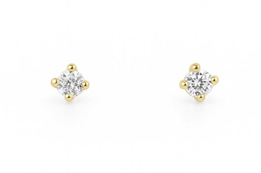 Foto de Pendientes de bebé Punto de luz 3mm en oro amarillo 18kt y circonitas blancas