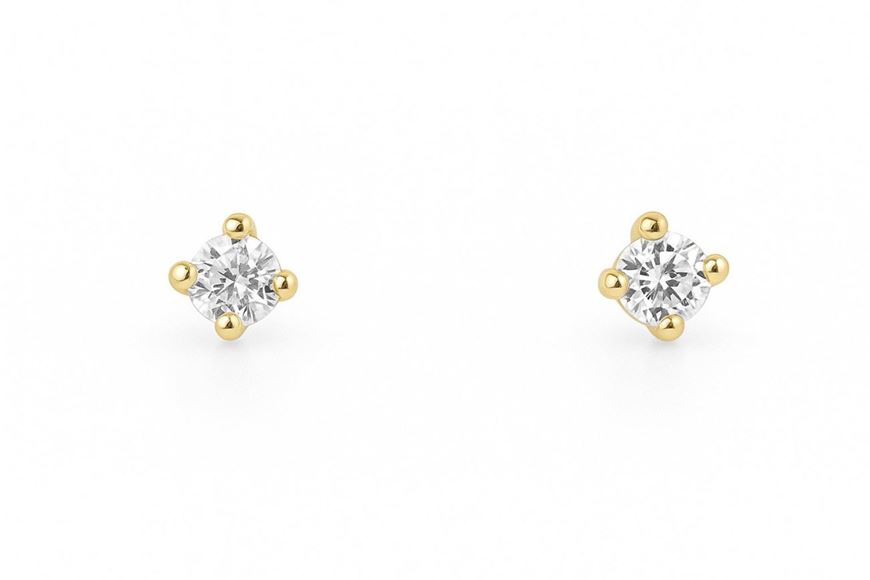 Foto de Pendientes de bebé Punto de luz 3mm en oro amarillo 18kt y circonitas blancas
