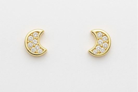 Foto de Pendientes de bebé Lunas en oro amarillo 18kt y circonitas blancas