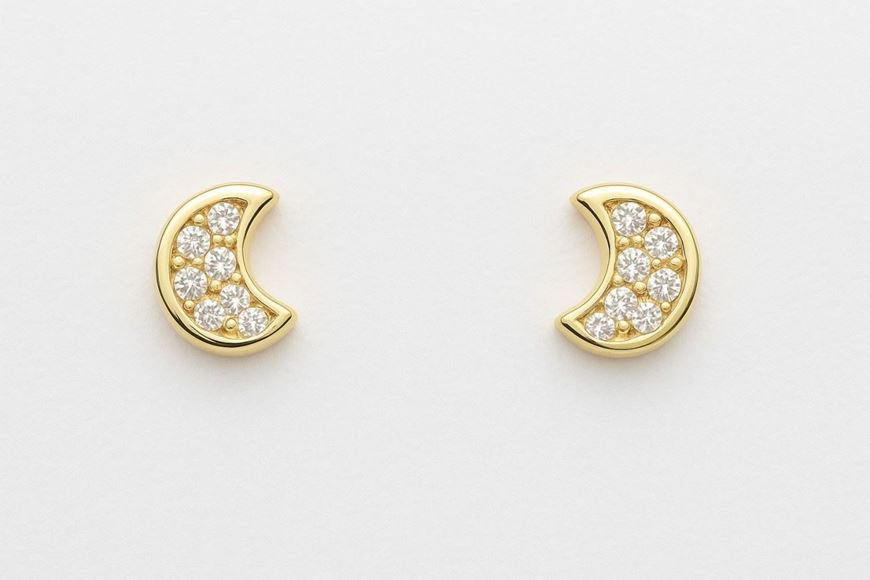 Foto de Pendientes de bebé Lunas en oro amarillo 18kt y circonitas blancas