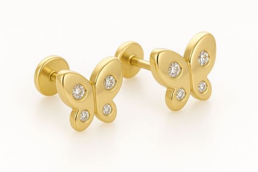 Foto de Pendientes de bebé Mariposas en oro amarillo 18kt y circonitas blancas