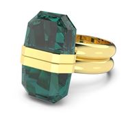 Foto de Anillo Lucent color esmeralda con baño tono oro Talla 52