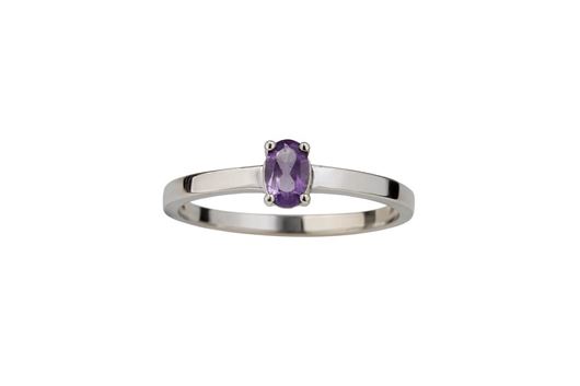Foto de Anillo de oro blanco 18kt y circonita color amatista en talla oval