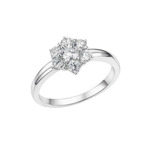 Foto de Anillo de oro blanco 18kt y rosetón de circonitas blancas