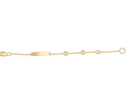 Foto de Pulsera Esclava de Bebé en Oro Amarillo 18kt con Placa y Eslabones Calabrote