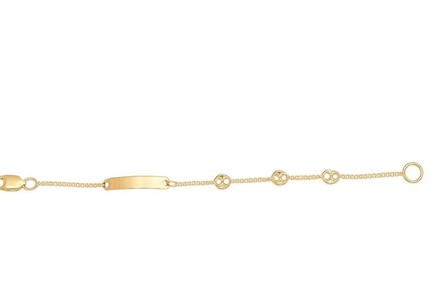 Picture of Pulsera Esclava de Bebé en Oro Amarillo 18kt con Placa y Eslabones Calabrote
