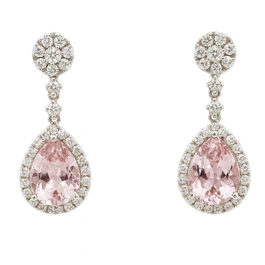 Foto de PENDIENTES ORO BLANCO 18KT Y CIRCONITAS BLANCAS Y CIRCONITAS ROSA EN TALLA PERA