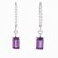 Picture of PENDIENTES CRIOLLAS ORO BLANCO 18KT CON CIRCONITAS BLANCAS Y CIRCONITA BAGUETTE COLOR AMATISTA