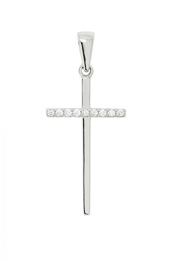 Foto de Cruz de oro blanco 18kt y circonitas blancas
