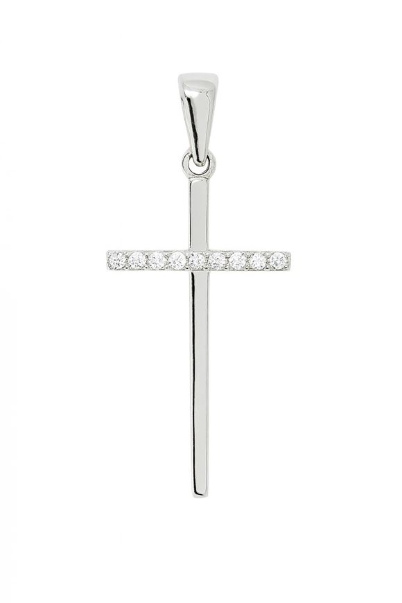 Foto de Cruz de oro blanco 18kt y circonitas blancas