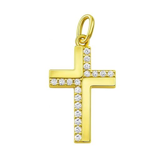 Foto de Cruz de oro amarillo 18kt y circonitas blancas 14x10mm