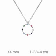 Foto de Gargantilla de plata baño rodio circulo con circonitas de colores 