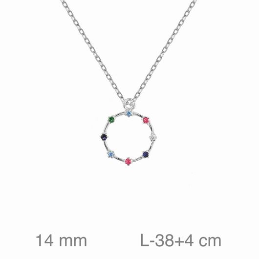 Foto de Gargantilla de plata baño rodio circulo con circonitas de colores 