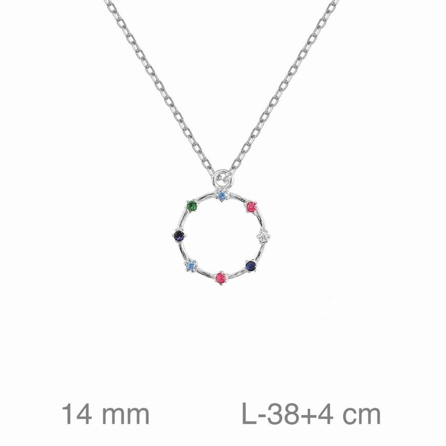 Picture of Gargantilla de plata baño rodio circulo con circonitas de colores 
