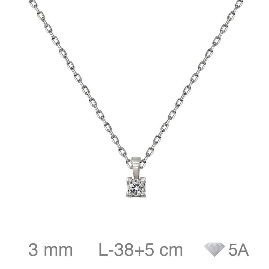 Foto de Gargantilla de plata baño rodio con circonita 3mm