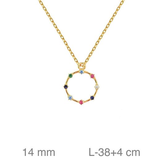 Foto de Gargantilla de plata baño oro y aro de circonitas multicolor