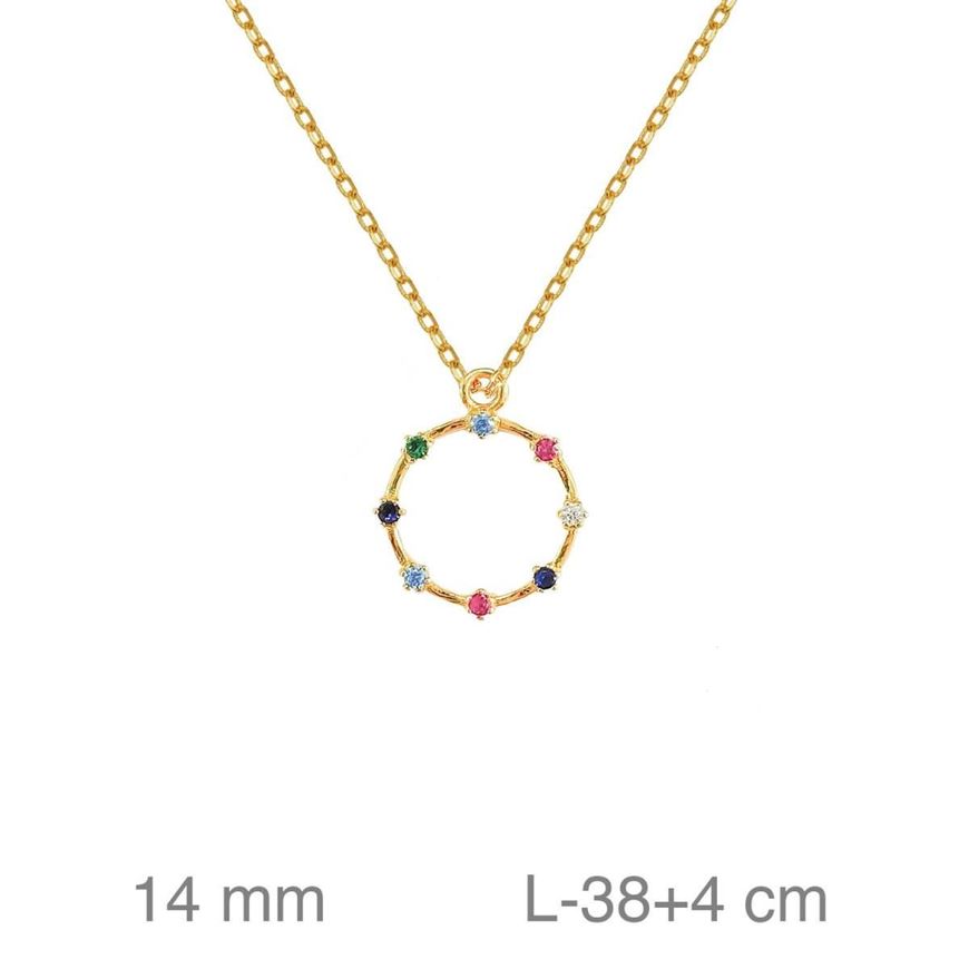 Foto de Gargantilla de plata baño oro y aro de circonitas multicolor