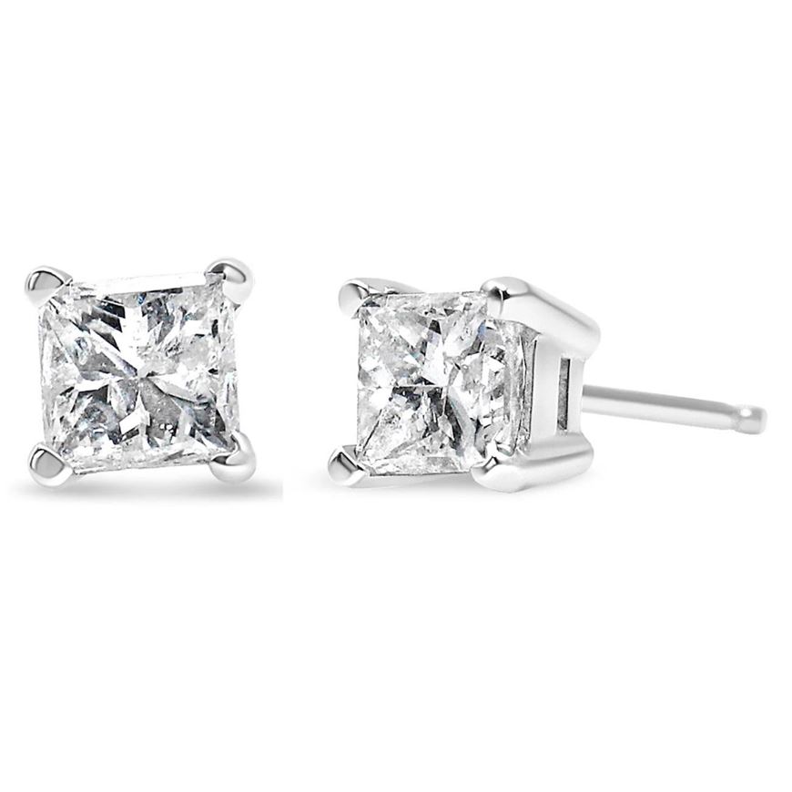 Foto de Pendientes de bebé punto de luz en oro blanco 18kt y circonitas talla princesa