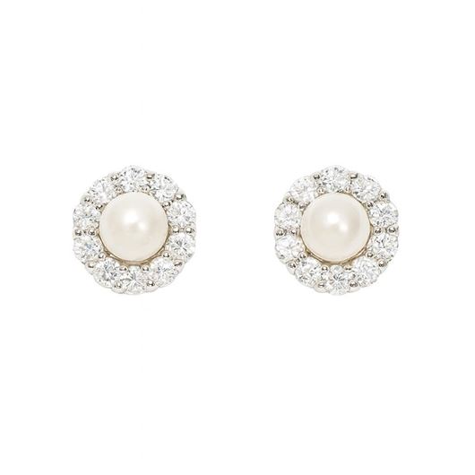 Foto de Pendientes de bebé en oro blanco 18kt, perlas y circonitas blancas
