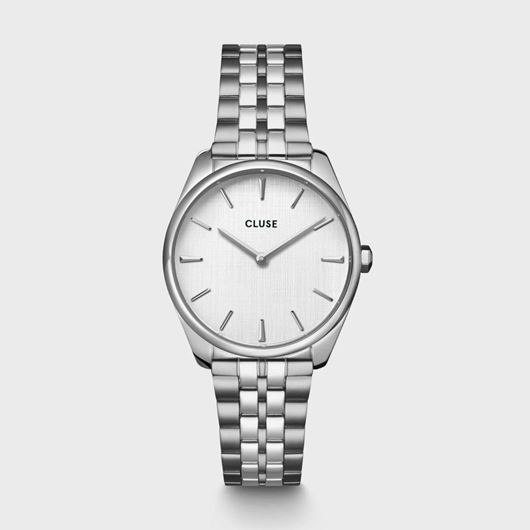 Foto de Reloj Cluse Féroce Petite de acero, lino plateado y color plata.