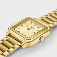Picture of Reloj Cluse Gracieuse de acero, con textura de rayos de sol, color dorado