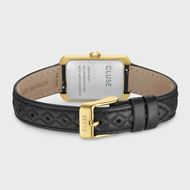 Foto de Reloj Cluse Belisenna de piel, acolchado negro, color dorado