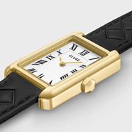 Foto de Reloj Cluse Belisenna de piel, acolchado negro, color dorado