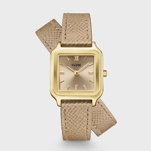 Foto de Reloj Cluse Gracieuse Petite de doble piel, color bronce rugby, color dorado