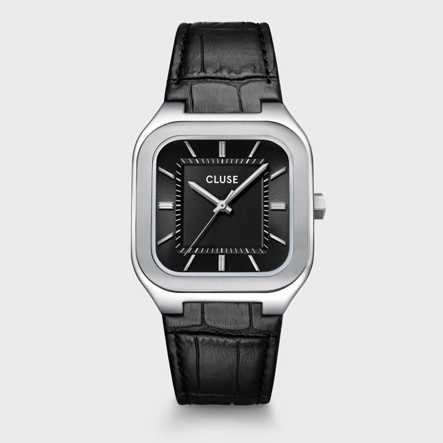 Foto de Reloj Cluse Cuero Quadrus, color negro y plateado