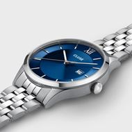 Foto de Reloj Cluse Aravis de 3 manecillas en acero, color azul y plateado.